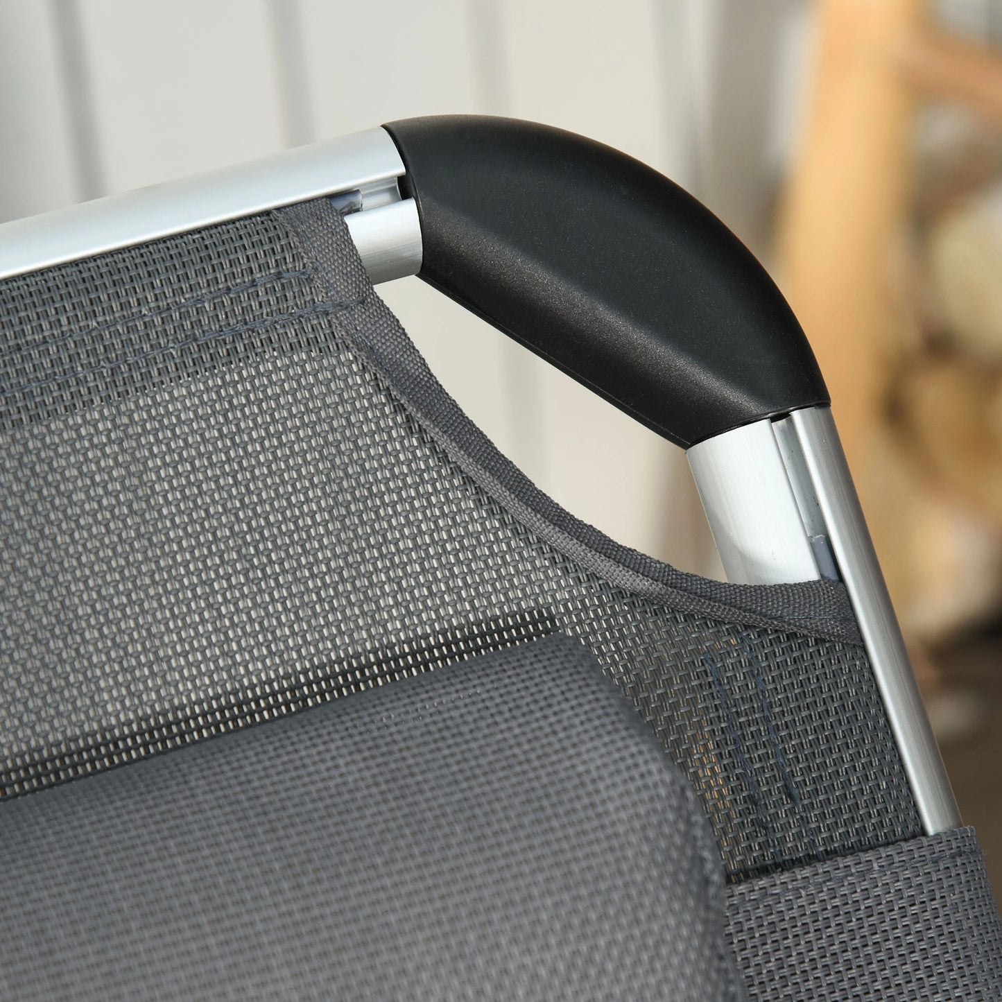 Folding Lounge Chair, Adjustable Backrest, Aluminum Frame, Grey Lounger Chairs at Gallery Canada