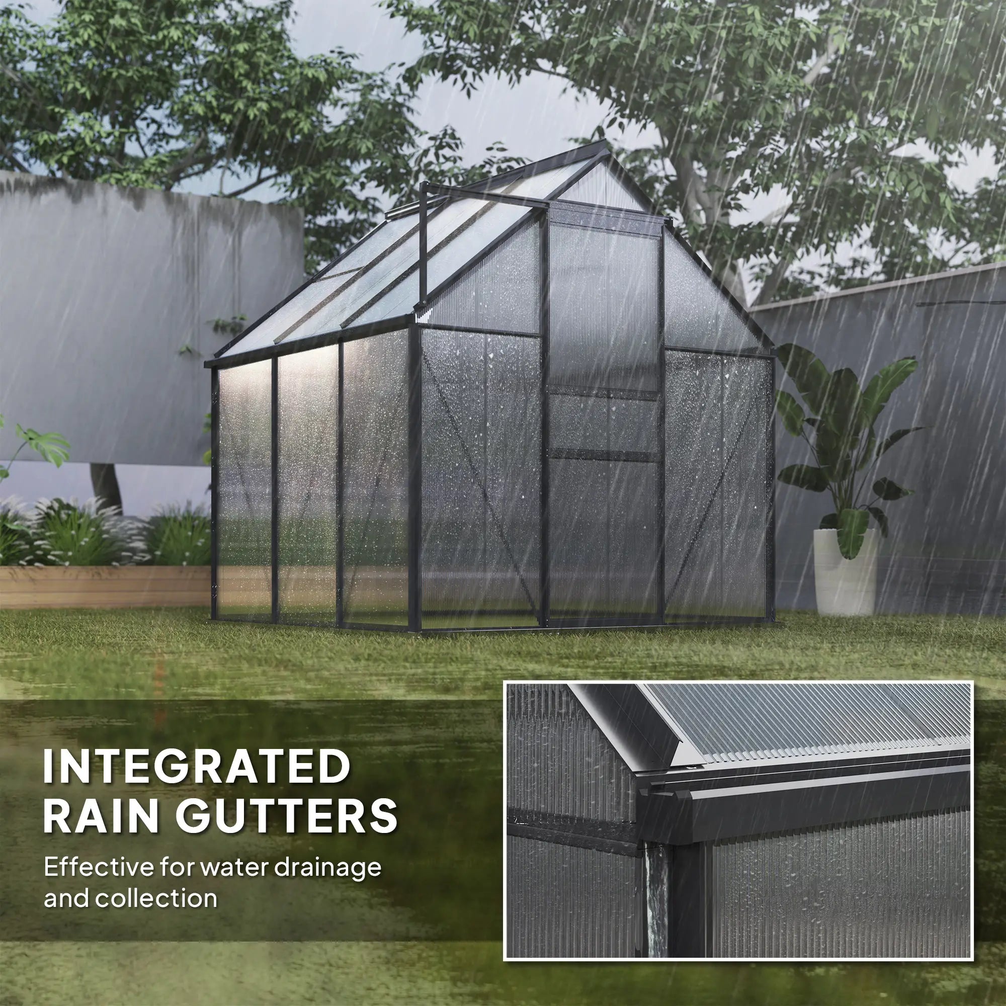6' x 6' x 6.5' Polycarbonate Greenhouse, Walk-in, Adjustable Roof Vent, Grey Walk In Greenhouses at Gallery Canada