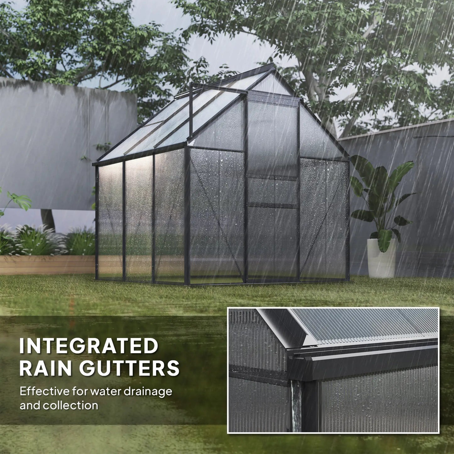 6' x 6' x 6.5' Polycarbonate Greenhouse, Walk-in, Adjustable Roof Vent, Grey Walk In Greenhouses at Gallery Canada