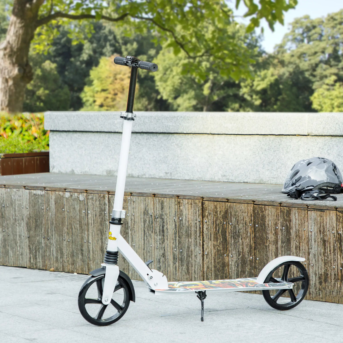 Kids Kick Scooter, Adjustable Height, Rear-Fender Brake, 200mm Wheel, Foldable, White Scooters at Gallery Canada