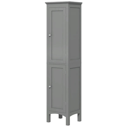 Tall Bathroom Cabinet, Freestanding Storage, Adjustable Shelves, 15" x 13" x 63", Grey Bathroom Cabinets Grey at Gallery Canada