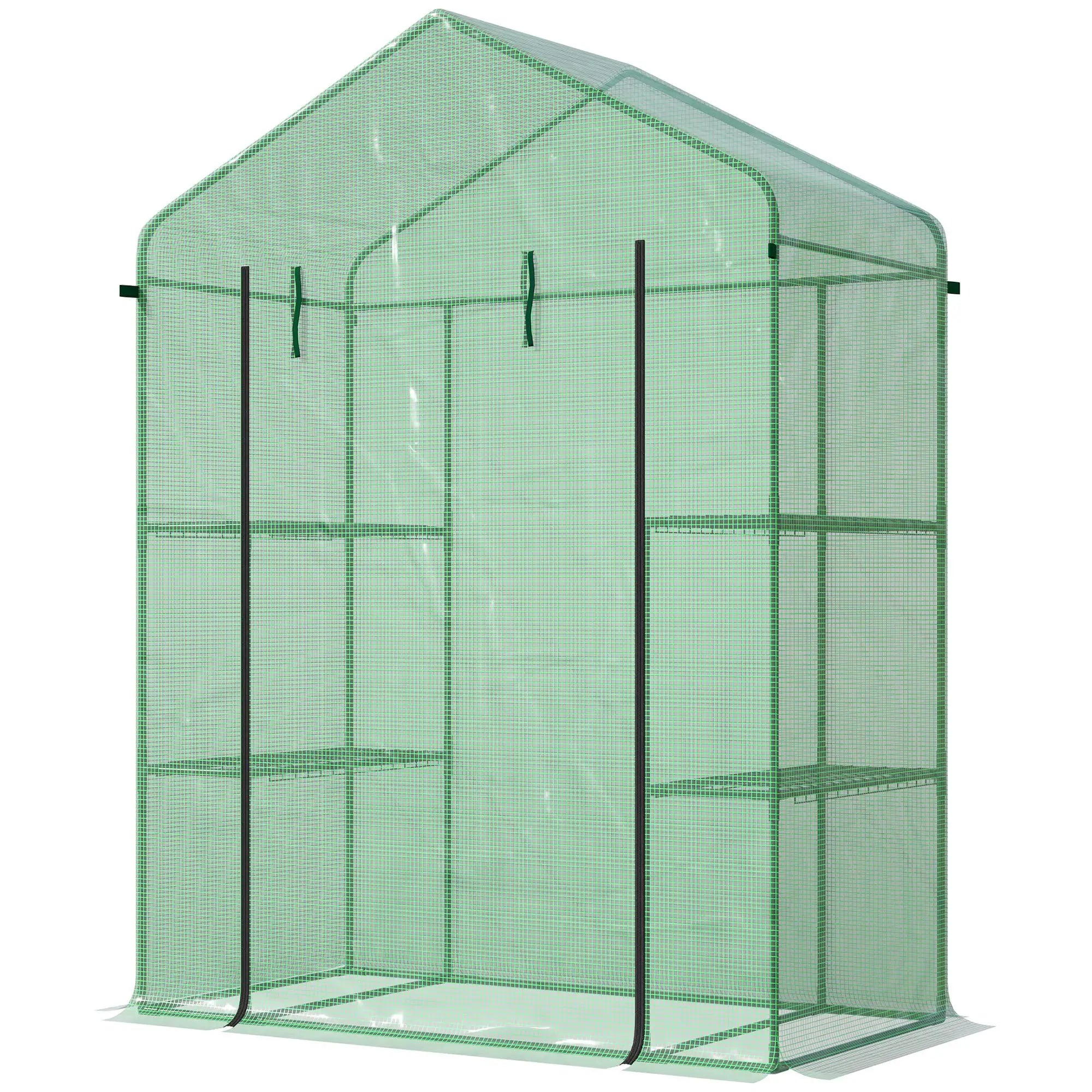3-Tier Mini Greenhouse, 4 Shelves, Roll-Up Door, 56