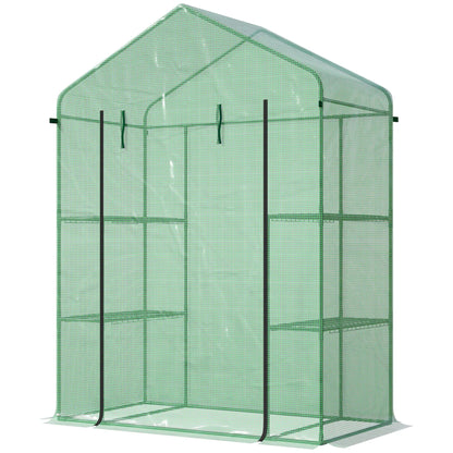 3-Tier Mini Greenhouse, 4 Shelves, Roll-Up Door, 56" x 29" x 77", Green Walk In Greenhouses at Gallery Canada