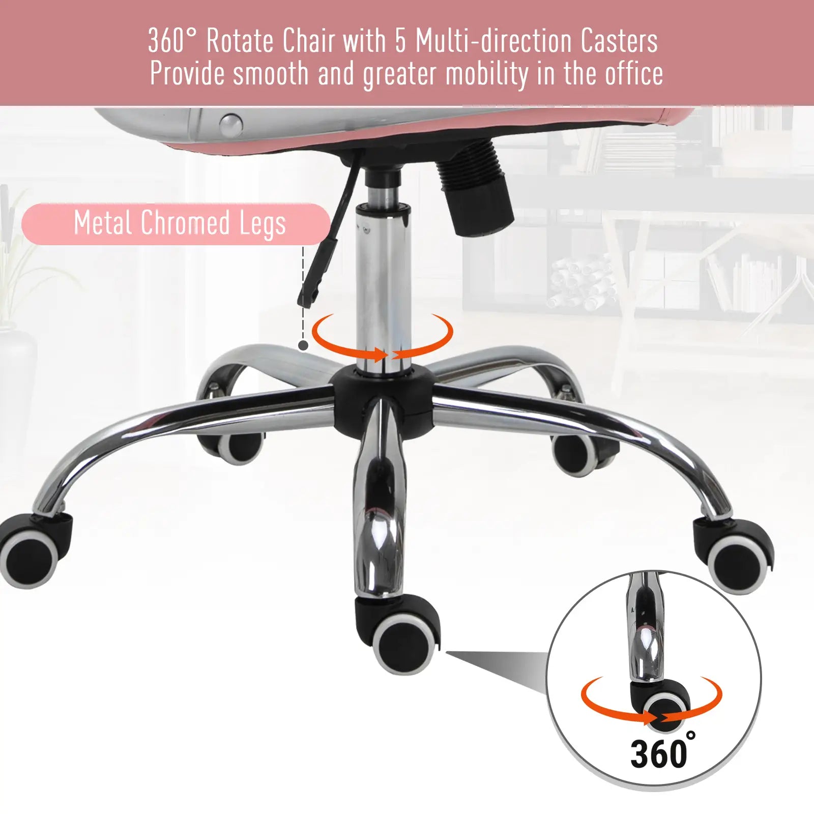 Office Chair, Computer Desk Chair with Adjustable Height and Tufted Back, Pink Task Chairs at Gallery Canada