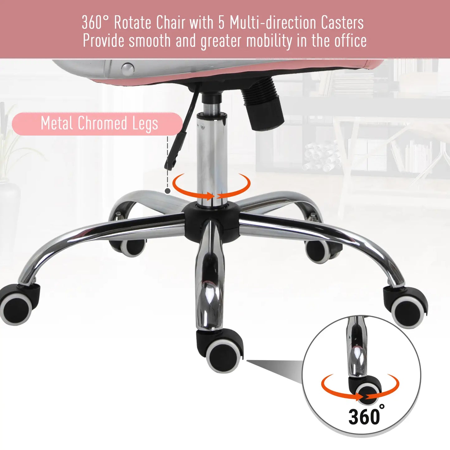 Office Chair, Computer Desk Chair with Adjustable Height and Tufted Back, Pink Task Chairs at Gallery Canada