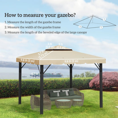 10' x 10' Gazebo Replacement Canopy, Double Vented Roof, Beige Gazebo Canopy Replacement at Gallery Canada