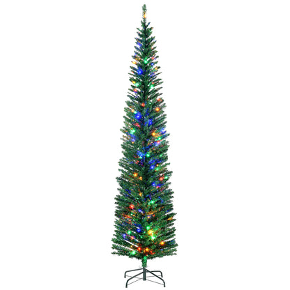 7.5' Artificial Pencil Christmas Tree, LED Lights, Steel Base, Colorful Pencil Christmas Trees Green at Gallery Canada