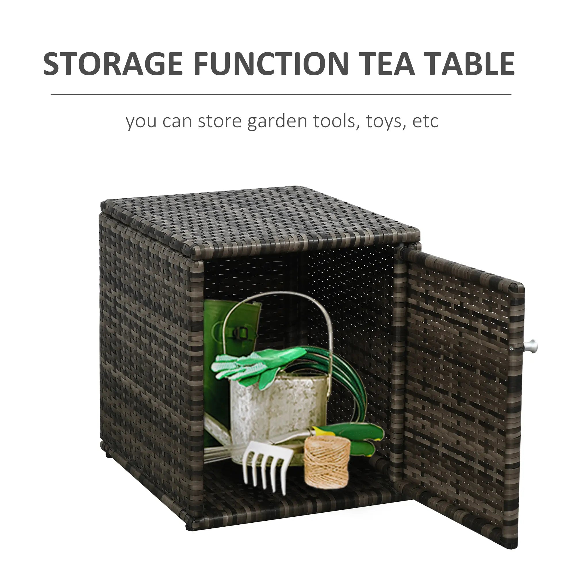 3 Pc Wicker Patio Furniture Set, Rattan Bistro with Storage Table, Red Bistro Sets at Gallery Canada
