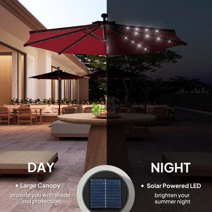 10ft Banana Umbrella, Solar Lights, Adjustable Angle, Wine Red Offset Cantilever Umbrellas at Gallery Canada