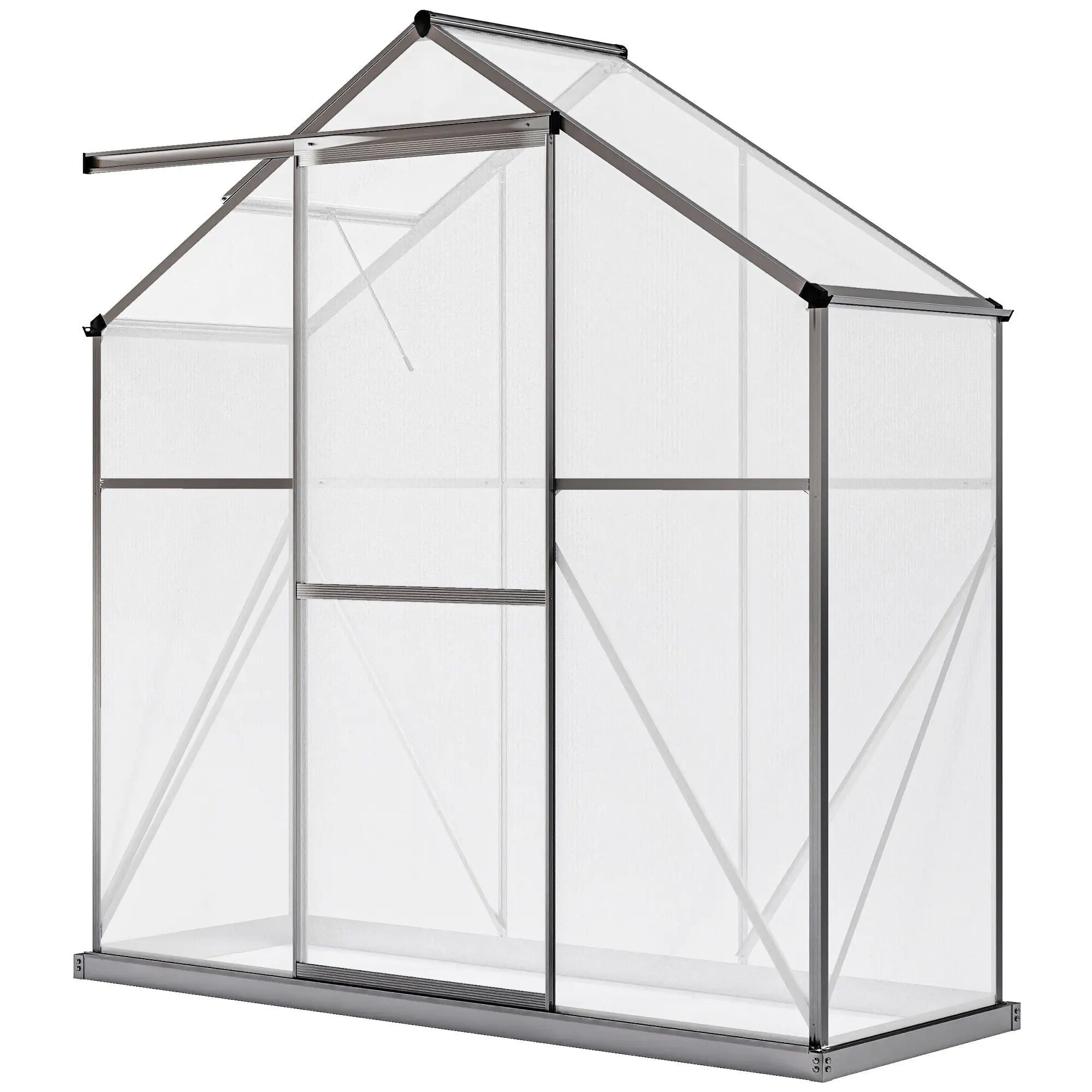 6' X 2.5' Polycarbonate Greenhouse With Sliding Door & Roof Vent, No color found Walk In Greenhouses Grey, Clear at Gallery Canada