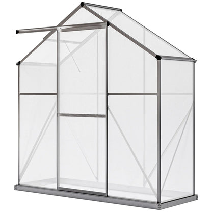6' X 2.5' Polycarbonate Greenhouse With Sliding Door & Roof Vent, No color found Walk In Greenhouses Grey, Clear at Gallery Canada