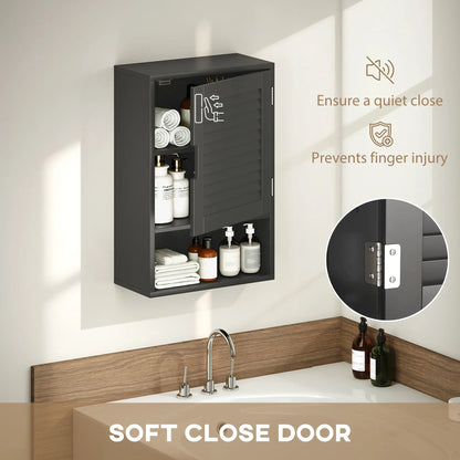 Wall Mounted Bathroom Cabinet, Adjustable Shelves, 40 x 20 x 60 cm, Black Wall Mounted Cabinets at Gallery Canada