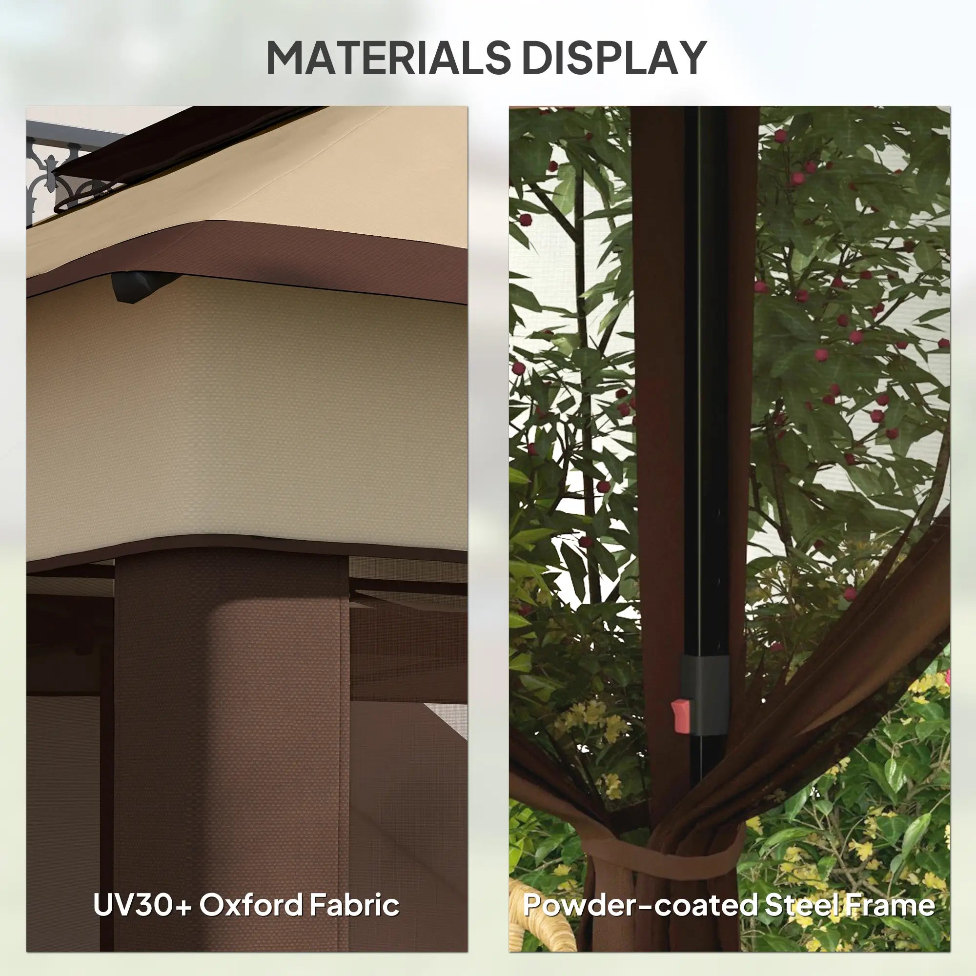 10.7 x 10.7ft Pop Up Gazebo, Adjustable Sun Shelter, UV30+ Roof, Removable Mesh Curtains, Beige Pop Up Canopies at Gallery Canada