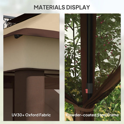 10.7 x 10.7ft Pop Up Gazebo, Adjustable Sun Shelter, UV30+ Roof, Removable Mesh Curtains, Beige Pop Up Canopies at Gallery Canada