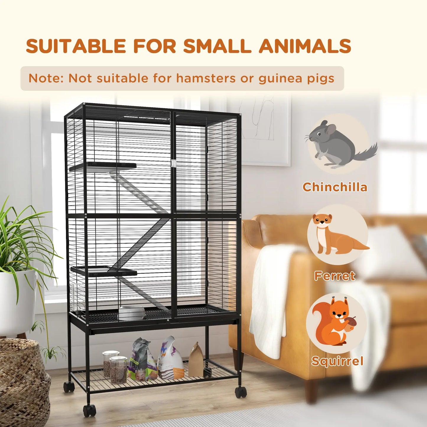 Small Animal Cage, 54"H, Removable Tray, Storage Shelf, Black Houses & Habitats at Gallery Canada