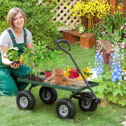 Heavy Duty Garden Wagon, 10" Wheels, 330 lbs, Black Folding Garden Carts at Gallery Canada