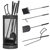 Ensemble d'outils de cheminée avec panier en treillis, kit de 5 pièces