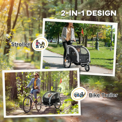 2-in-1 Bike Trailer, Foldable 2-Seat Stroller, 5-Point Harness, Black Kids Bike Trailers at Gallery Canada