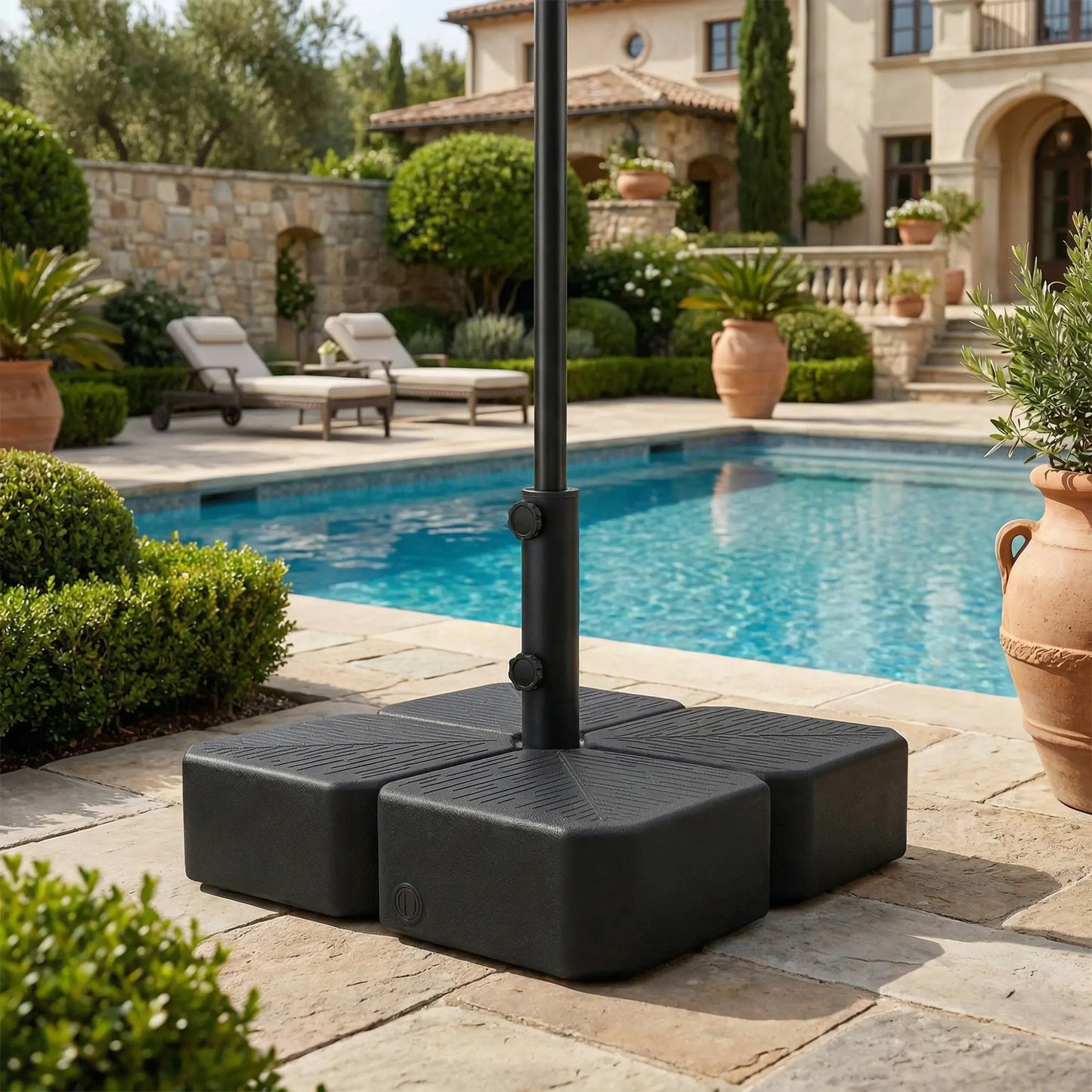 Heavy Duty Outdoor Umbrella Stand, 1.5"/1.9" Poles, Wheels With Brake, Black Umbrella Bases at Gallery Canada