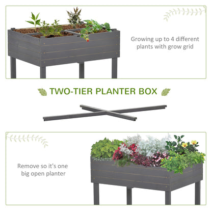 Raised Garden Bed with Cold Frame Greenhouse, Grow Grids and Storage Shelf, Outdoor 2 Tiers Elevated Wood Planter Box for Herbs and Vegetables, Use for Patio, Backyard, Balcony - Gallery Canada