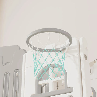 7-In-1 Toddler Slide With Basketball Hoop, Climber, Tunnel, Grey Gym Sets & Swings at Gallery Canada