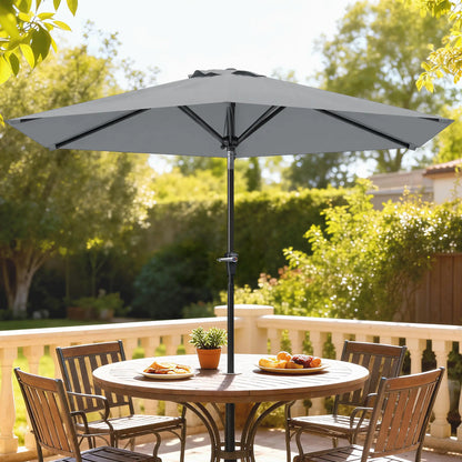 Outdoor Patio Sun Umbrella, 6 Ribs, Light Grey Patio Umbrellas at Gallery Canada