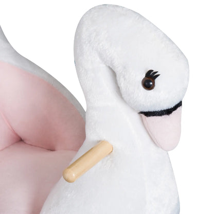 Soft Warm Kids Rocking Horse, Plush Ride On Toy, Swan Style, White Rocking Horses at Gallery Canada