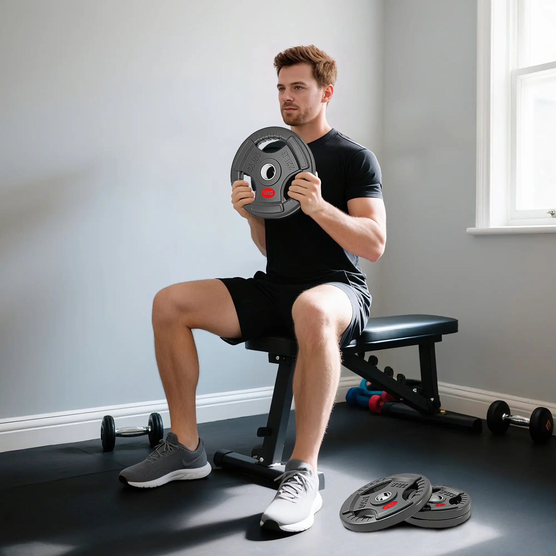 Weight Plates Set, 2-Inch Barbell Weights, 2 x 11lbs, 2 x 22lbs Dumbbells & Barbells at Gallery Canada