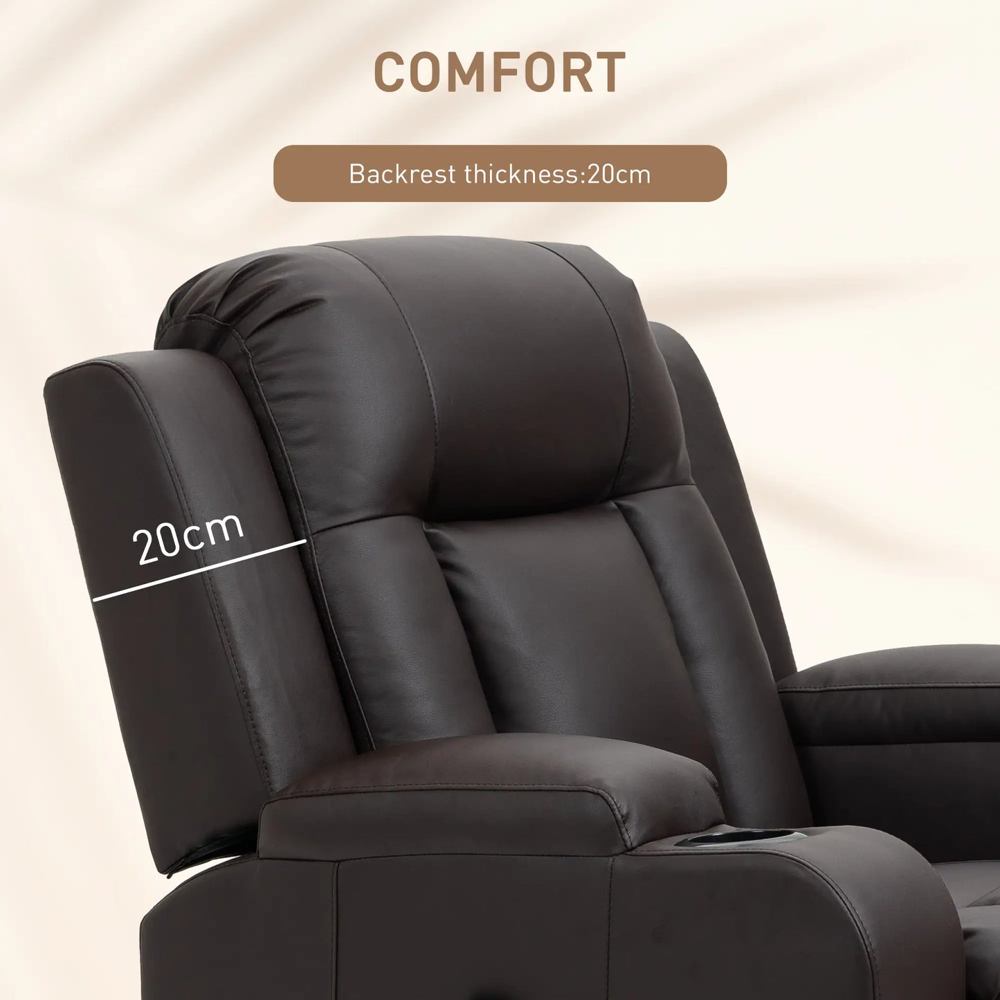 Swivel Massage Recliner Chair, Manual Rocking Sofa, PU Leather, Brown Single Sofas at Gallery Canada