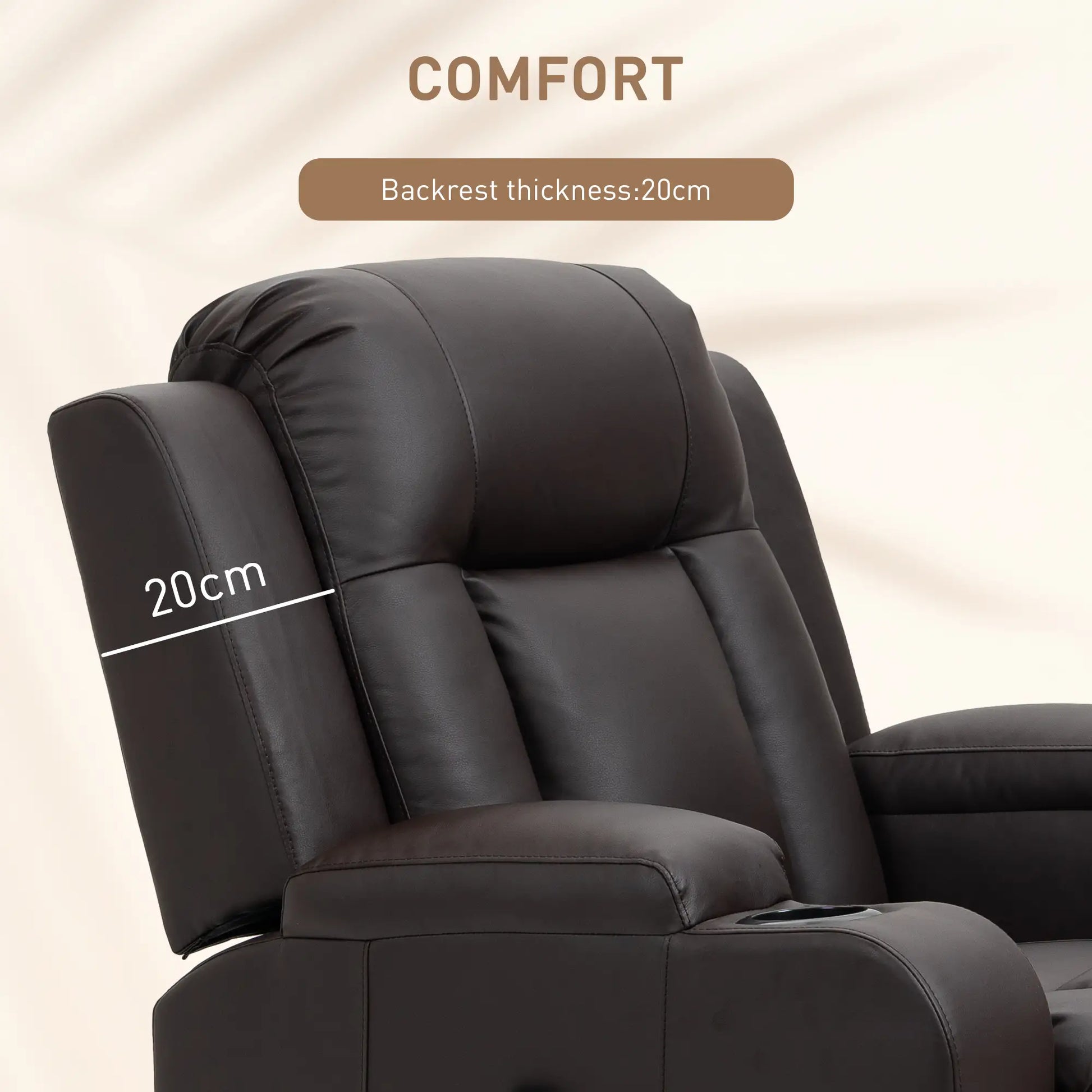 Swivel Massage Recliner Chair, Manual Rocking Sofa, PU Leather, Brown Single Sofas at Gallery Canada