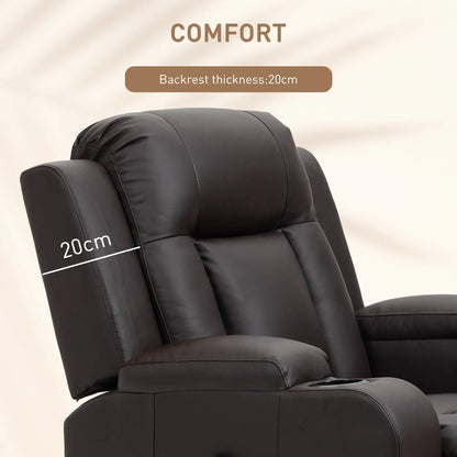 Swivel Massage Recliner Chair, Manual Rocking Sofa, PU Leather, Brown Single Sofas at Gallery Canada