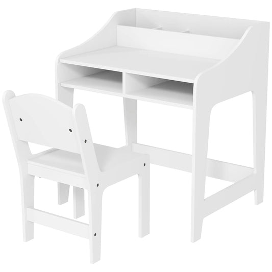 Kids Desk and Chair Set with Storage, 3-8 Years, White Kids Desk Sets White at Gallery Canada