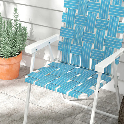 Set of 4 Folding Patio Chairs, Portable with Armrests, Blue Patio Chairs at Gallery Canada