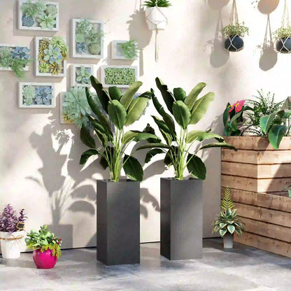 2 Pack 26 Inch Plastic Planter Box, Water Level Indicator, Dark Grey Garden Accessories at Gallery Canada