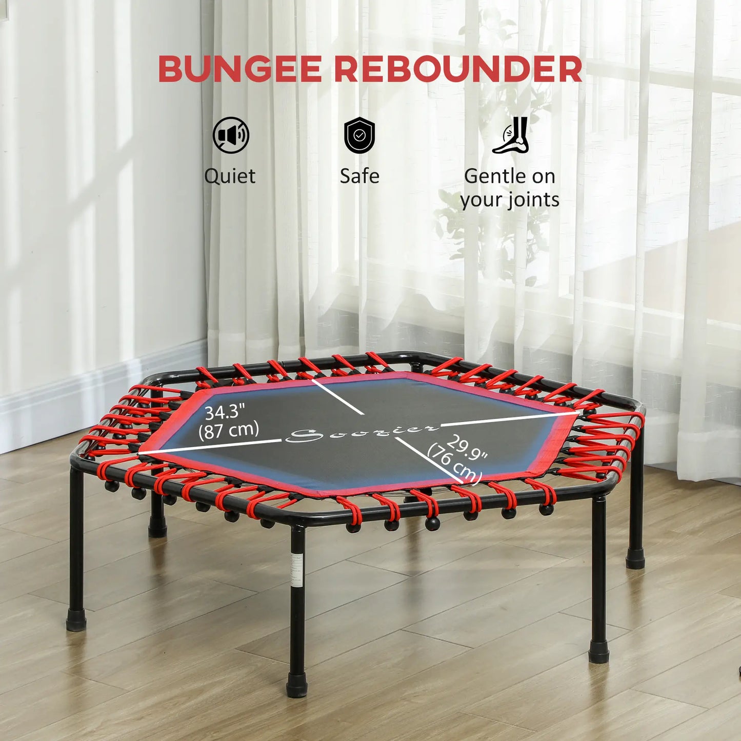45" Rebounder Trampoline, Quiet Bungee with LED Lights, Red Trampolines at Gallery Canada