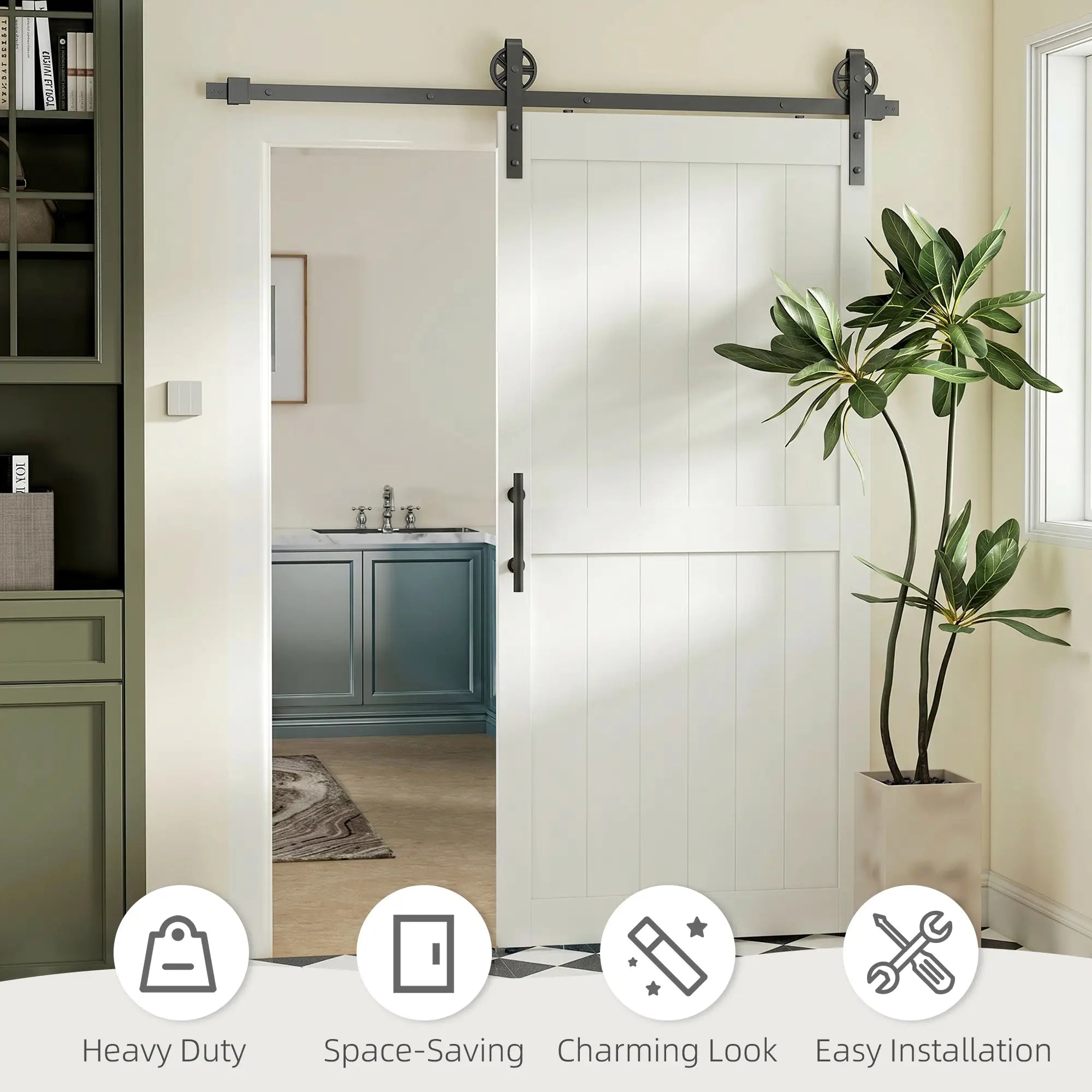 42inx84in Barn Door, 7FT Sliding Hardware Kit, White Door Hardware at Gallery Canada