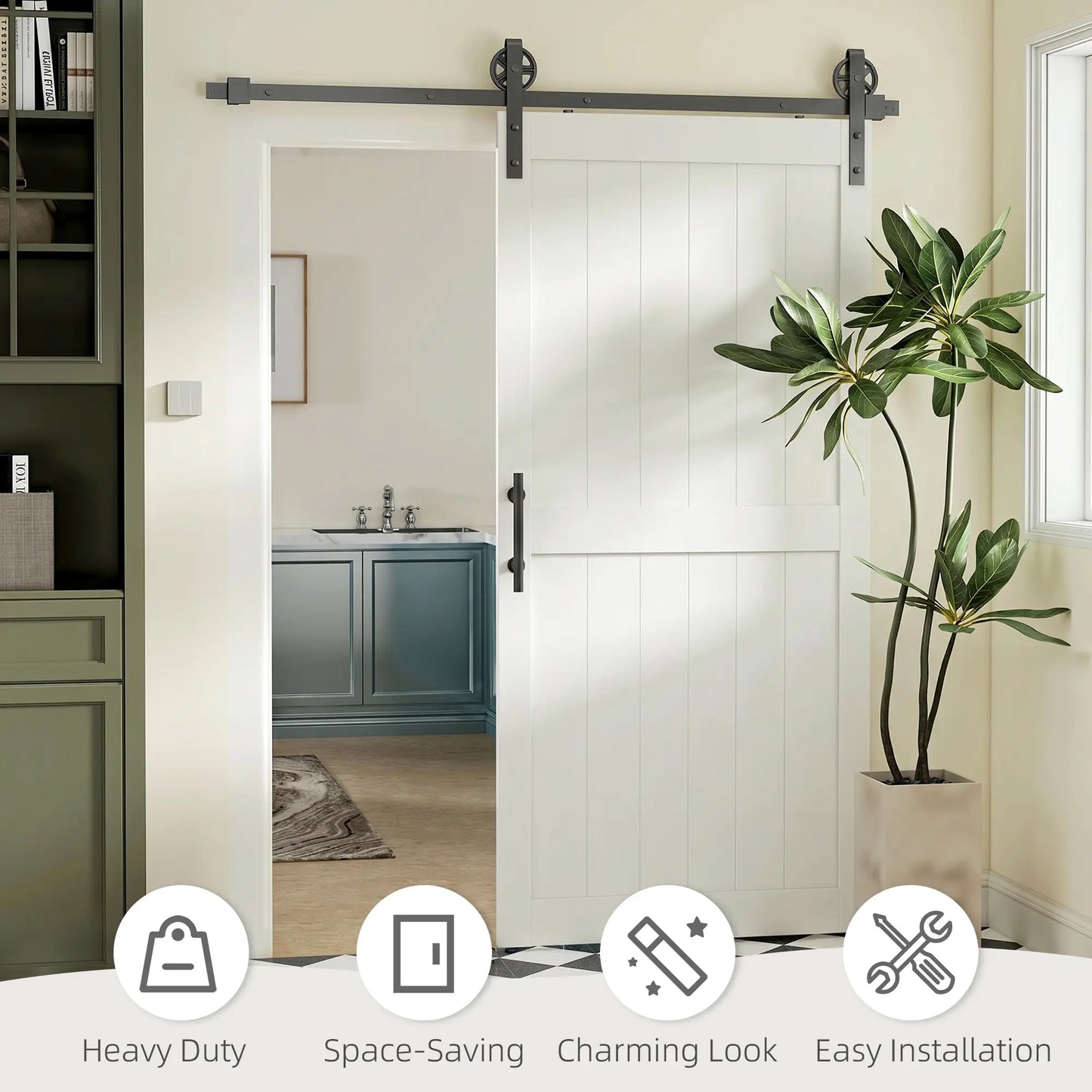 42inx84in Barn Door, 7FT Sliding Hardware Kit, White Door Hardware at Gallery Canada