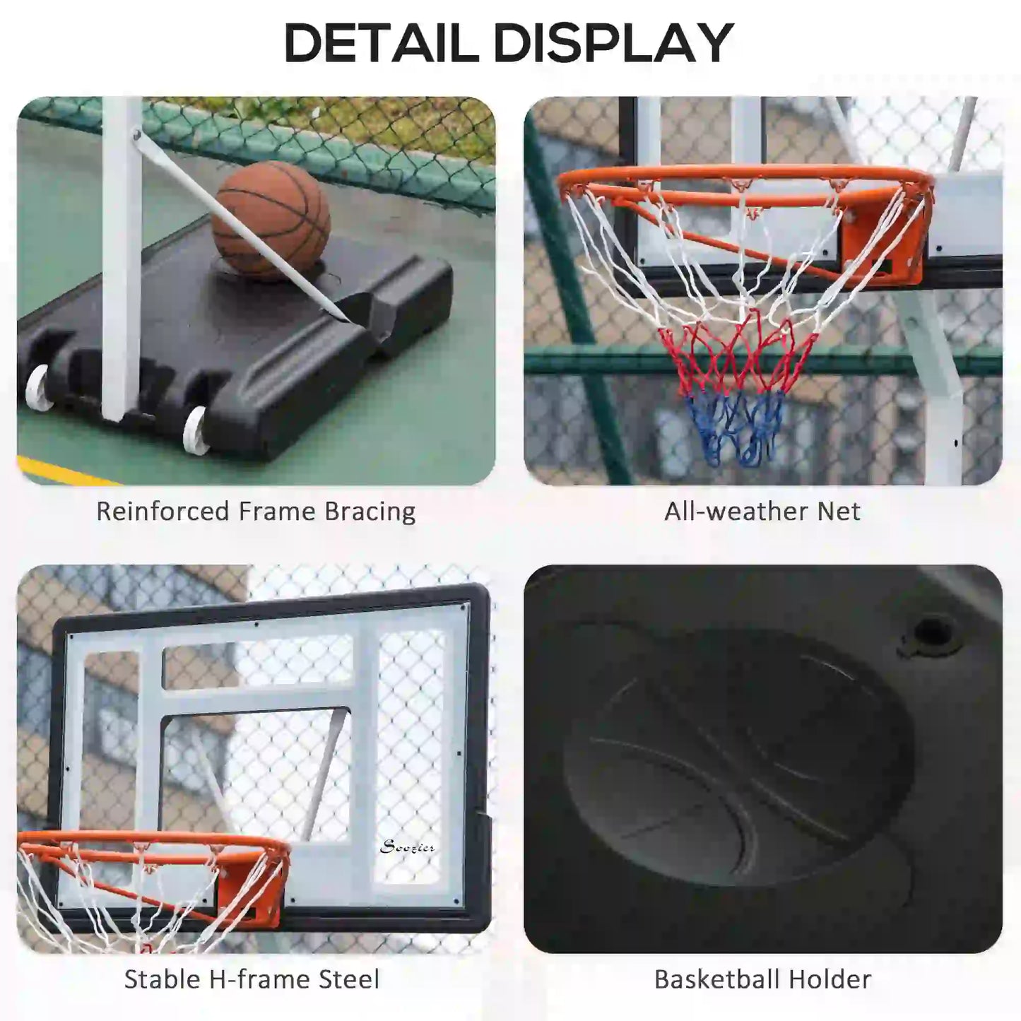 Portable Basketball Hoop, 7ft-8.5ft Adjustable with Wheels, 32.3" Backboard Basketball at Gallery Canada