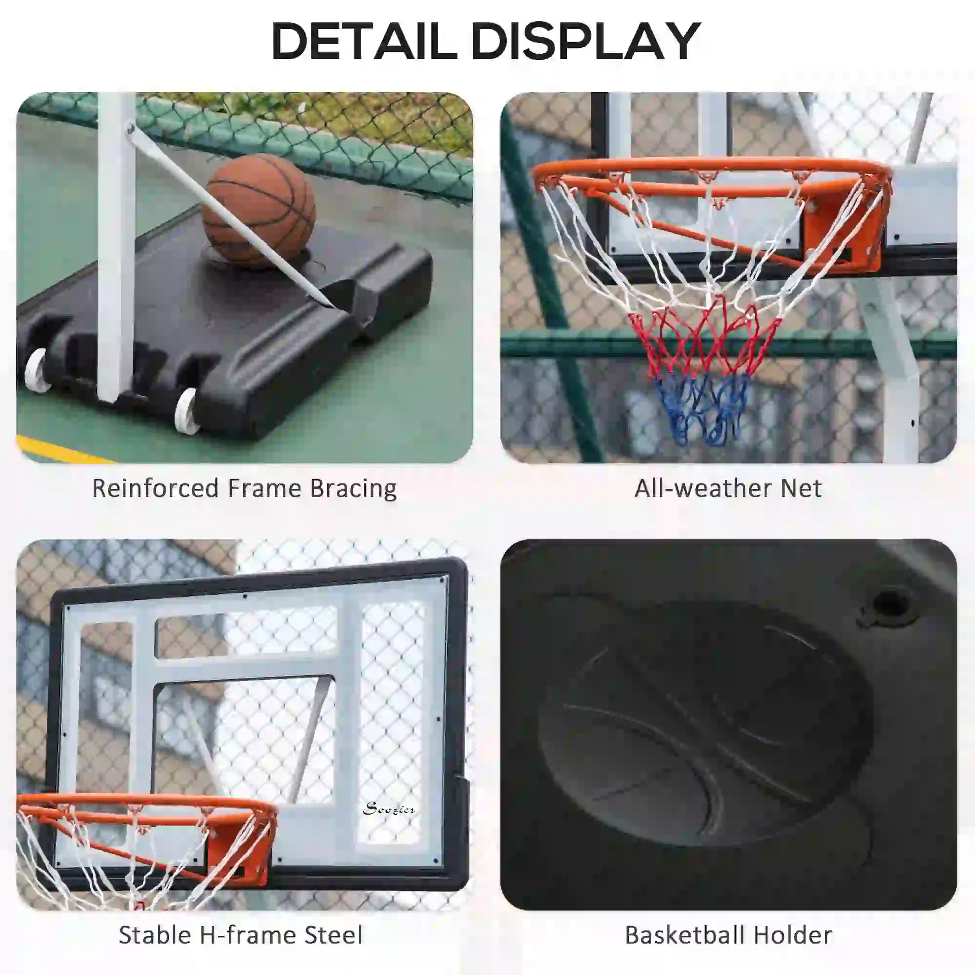 Portable Basketball Hoop, 7ft-8.5ft Adjustable with Wheels, 32.3" Backboard Basketball at Gallery Canada