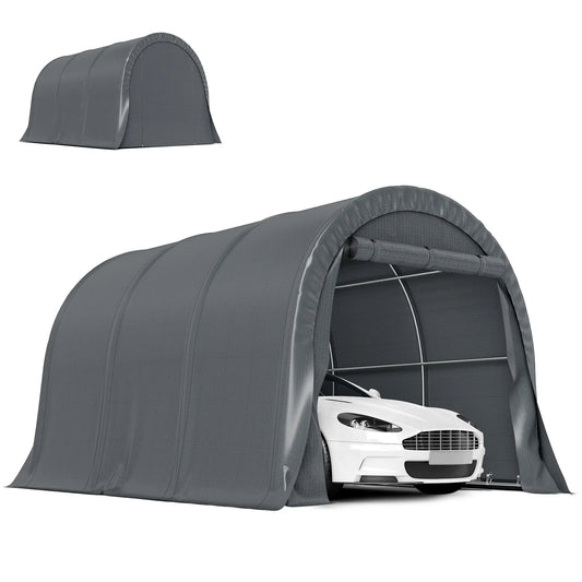 10' x 15' Heavy Duty Carport, Portable Garage Canopy, Dark Grey Car Shelters Dark Grey at Gallery Canada