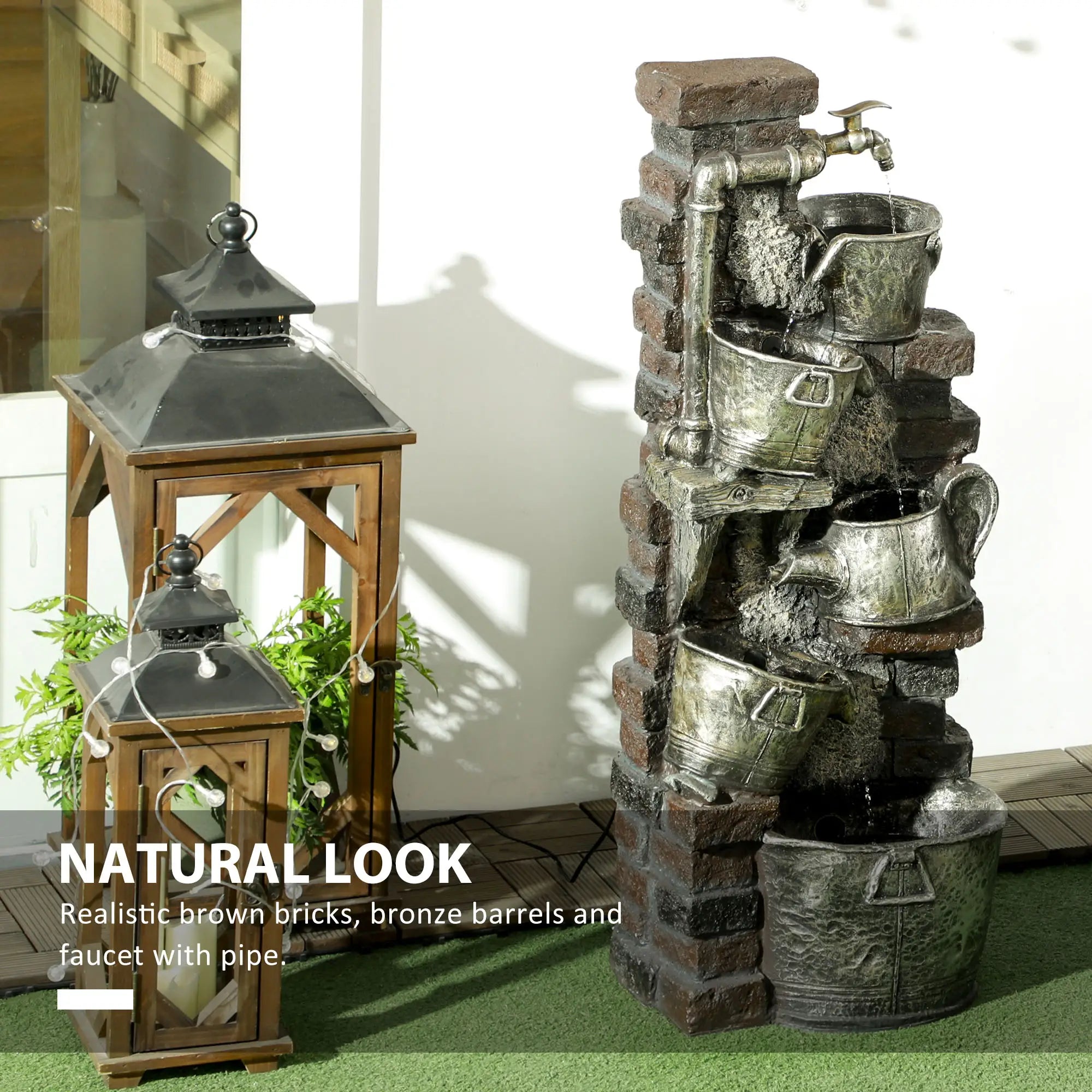 5-Tiered Outdoor Water Fountain with LED Lights, Adjustable Flow, 39.4-inch Water Fountains at Gallery Canada