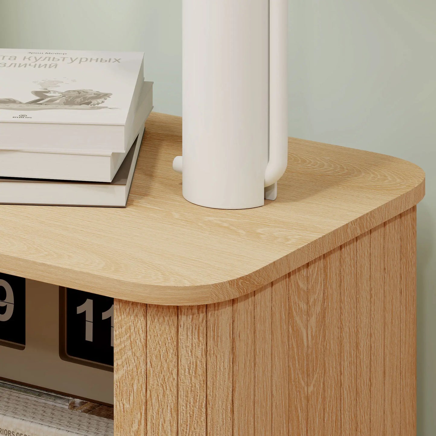 Nightstand Set of 2, Side Table with Shutter Doors, Steel Frame, Oak Bedside Tables at Gallery Canada
