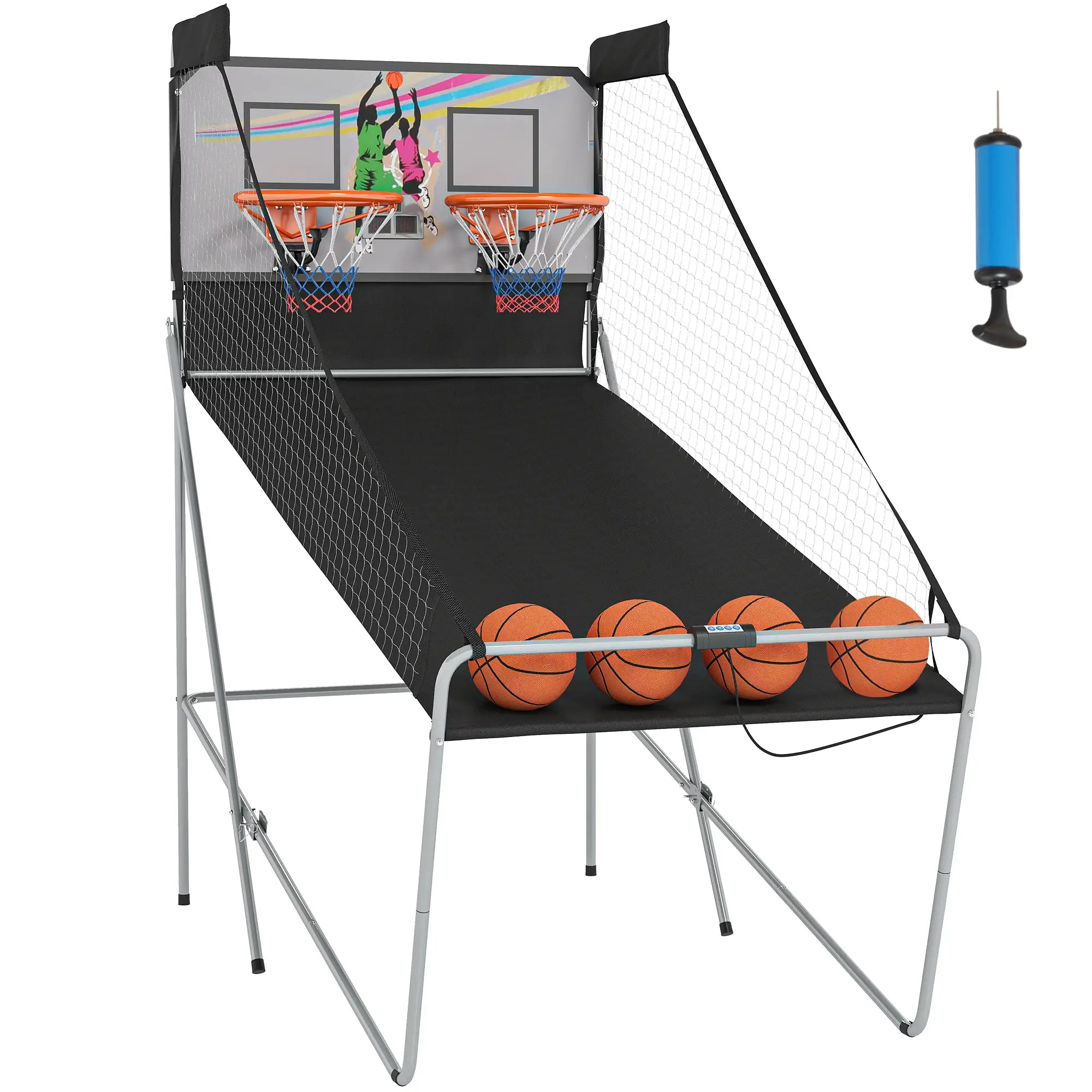 Double Shots Arcade Basketball System, Foldable Two Player Basketball Black, White at Gallery Canada