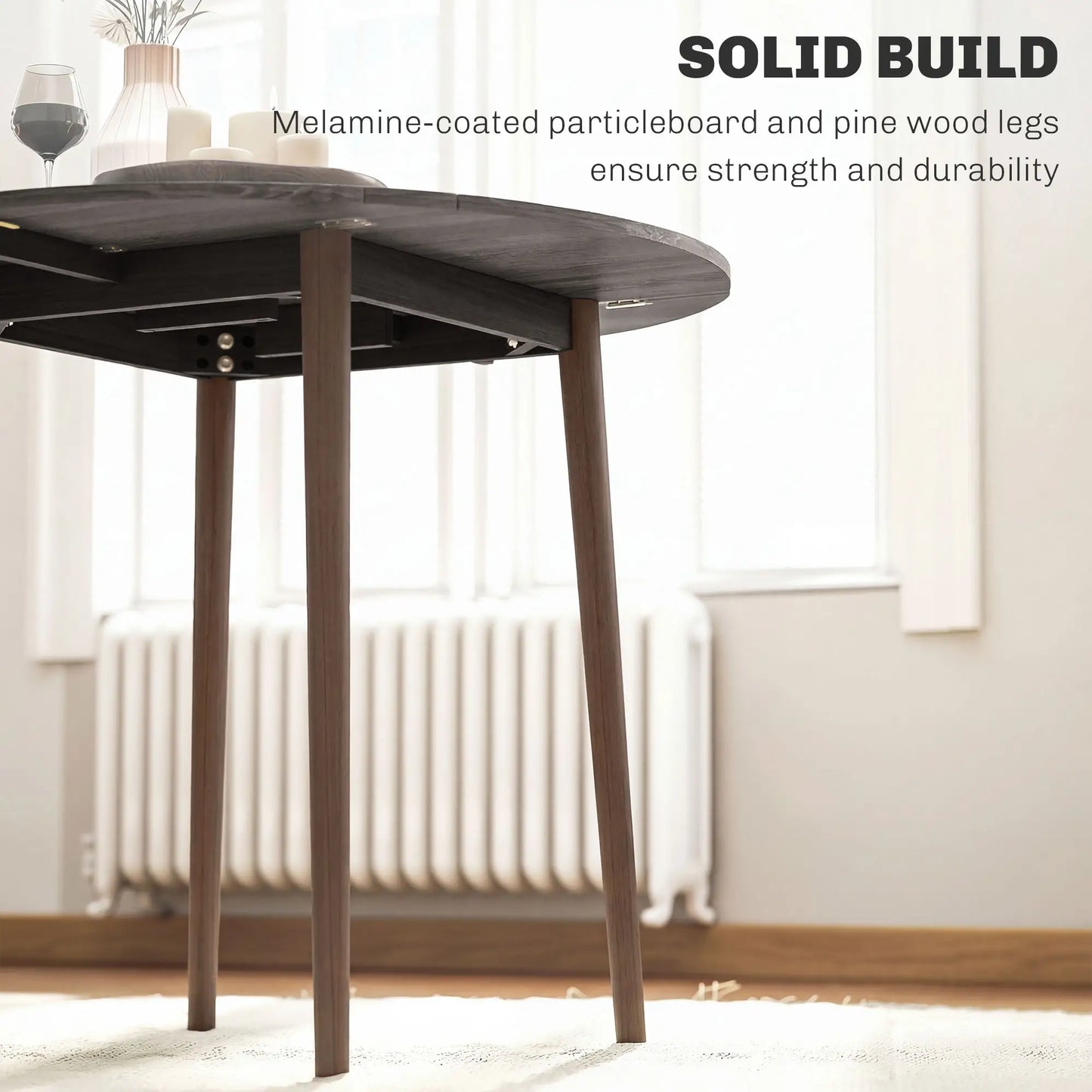 35" Folding Dining Table, Round Drop Leaf, Distressed Light Grey, Light Grey Dining Tables at Gallery Canada
