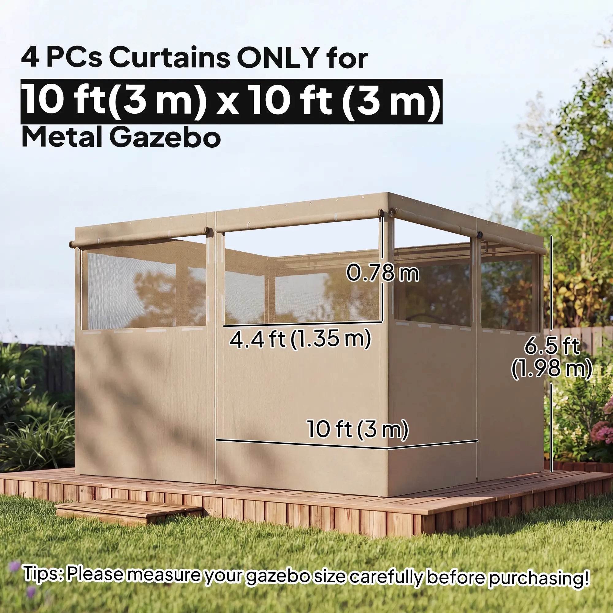 10' x 10' Gazebo Sidewall Set, 4 Panels, Windows, Doors, Khaki Gazebo Sidewalls at Gallery Canada