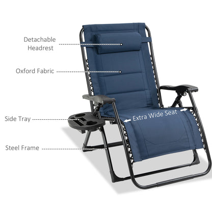 Zero Gravity Lounger Chair, Padded, 400 LBS Capacity, Blue Lounger Chairs at Gallery Canada