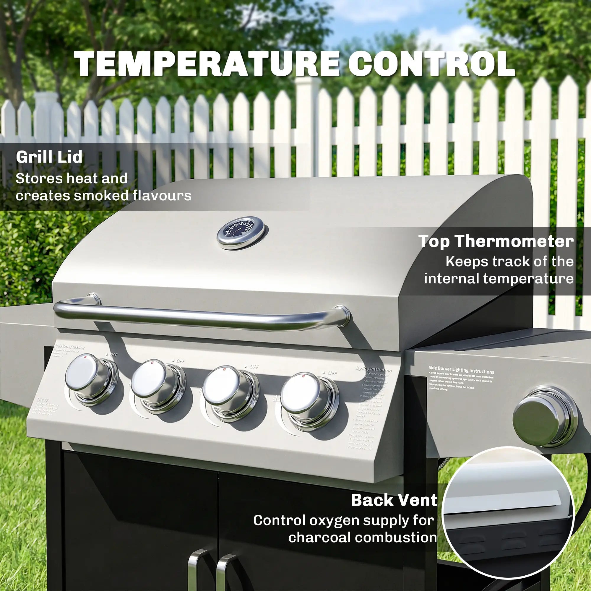 4+1 Burner Liquid Propane Gas Grill, Outdoor Portable BBQ Propane Gas Grills at Gallery Canada