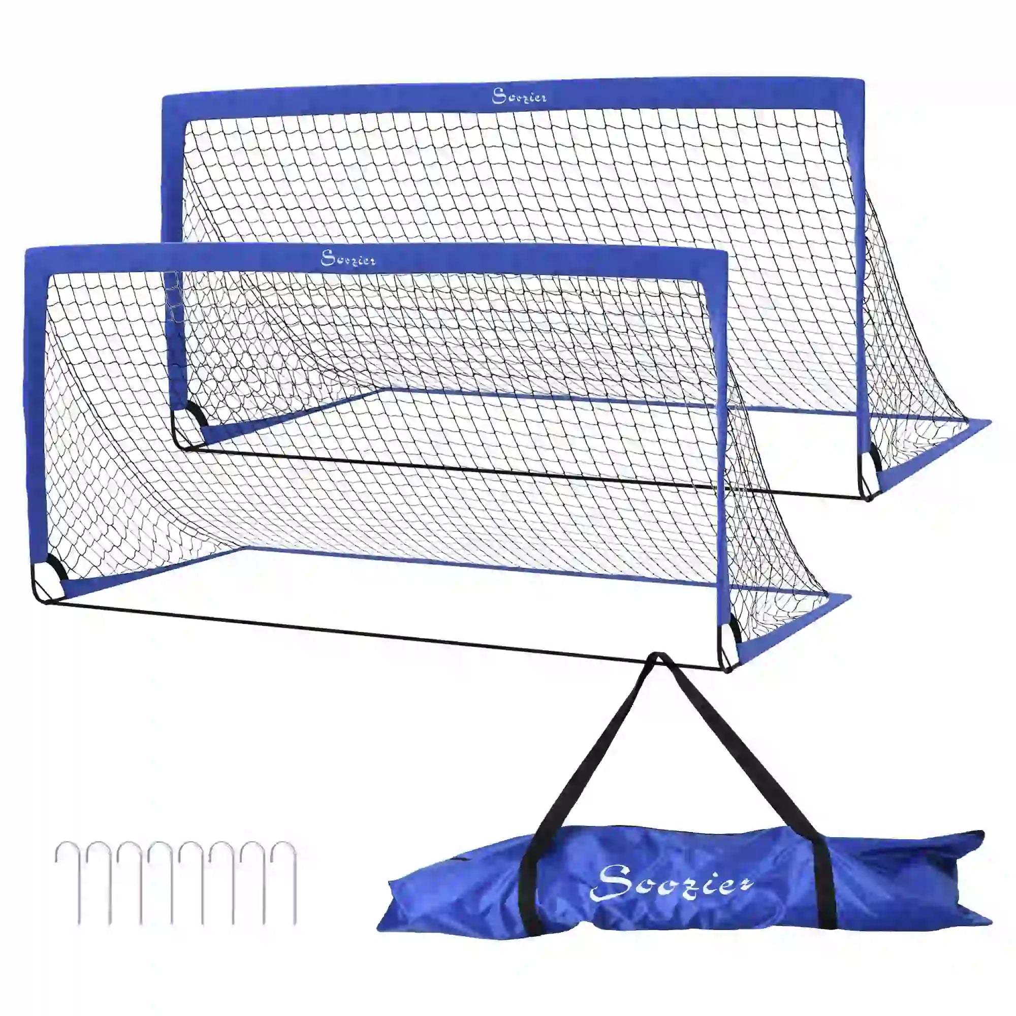 6' x 3' Soccer Nets, Portable Goal with Carry Bag Football Blue at Gallery Canada