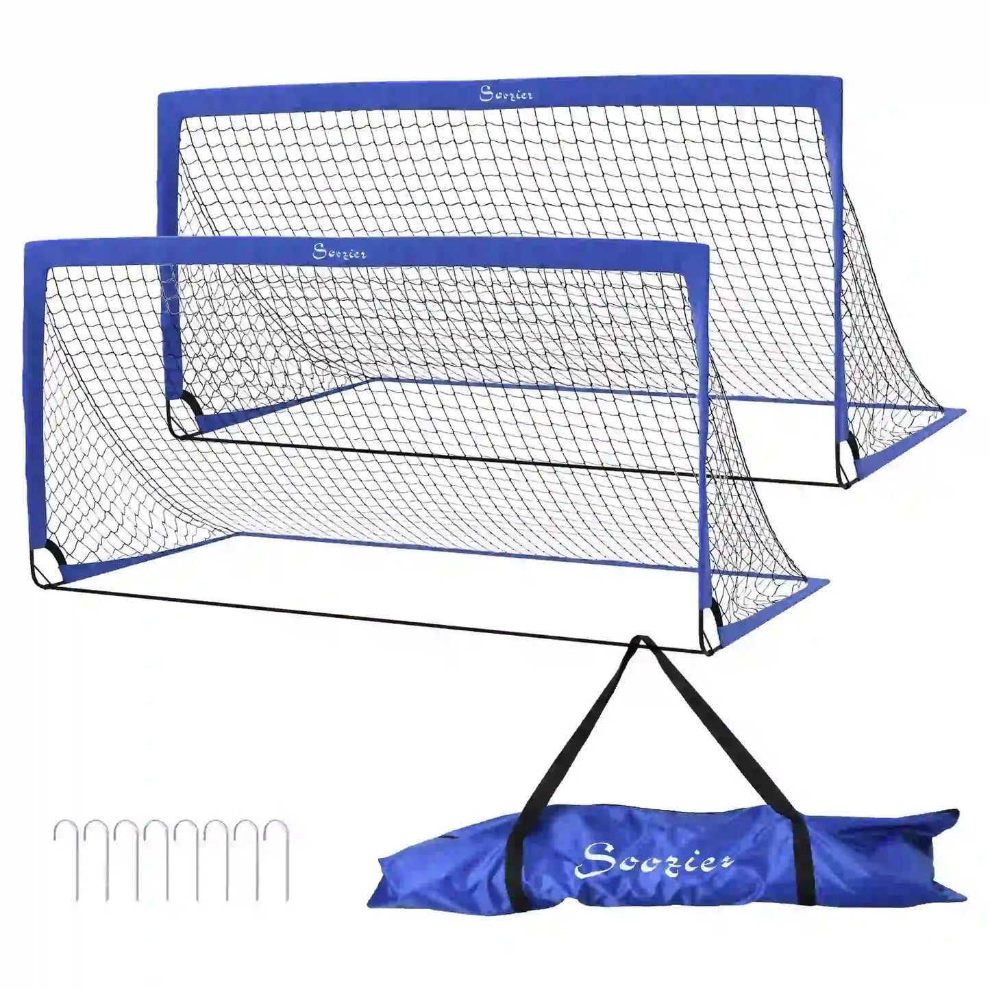 6' x 3' Soccer Nets, Portable Goal with Carry Bag Football Blue at Gallery Canada