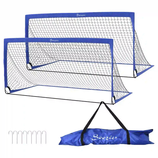 6' x 3' Soccer Nets, Portable Goal with Carry Bag Football Blue at Gallery Canada
